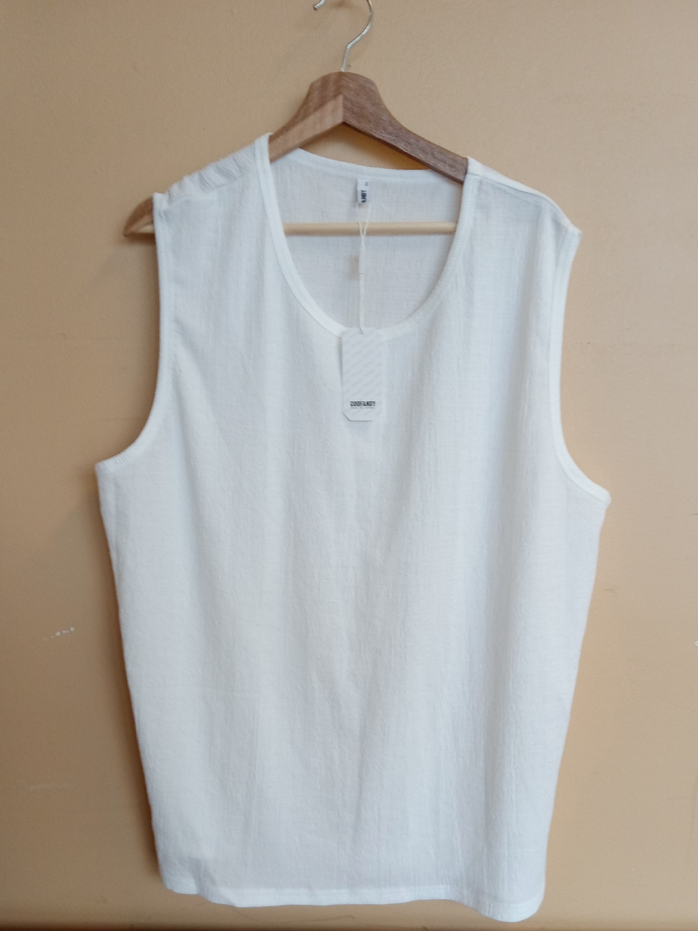 Coofandy Men's White Scoop Neck Tank Top Waffle Texture